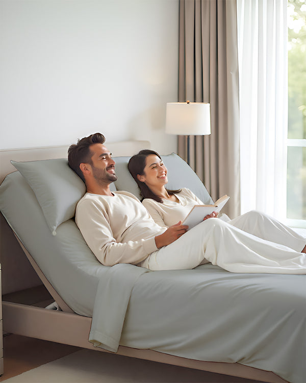 SleepEase Split Head 4 Piece Sheet Set- Light Gray