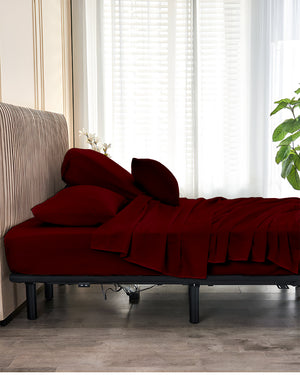 SplitLuxe Giza 4-Piece Split Head Sheet Set – Luxe Burgundy