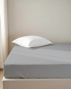 Luxe Giza Cotton 1 Piece Cot Fitted Sheet - Light Gray