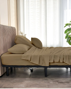 SplitLuxe Giza 4-Piece Split Head Sheet Set – Earth Taupe