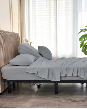 SplitLuxe Giza 4-Piece Split Head Sheet Set – Cool Light Gray