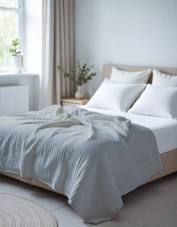 Havenweave Microfiber 1 Piece Waffle Coverlet - Pearl Gray-Bed Layers-Shreem Linen-Slumber Sphere