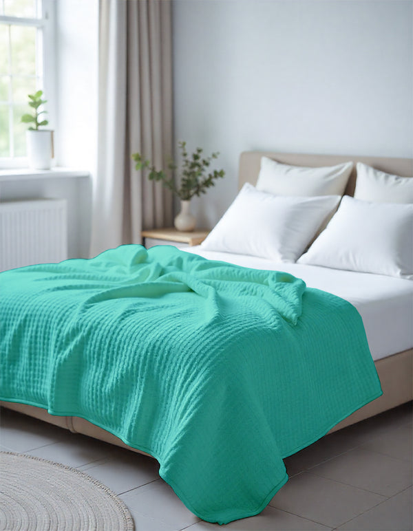 Havenweave Microfiber 1 Piece Waffle Coverlet - Turquoise-Bed Layers-Shreem Linen-Slumber Sphere