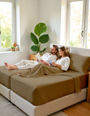 EliteFlex - 7 Piece Cotton Split Sheet Set for Adjustable Beds - Taupe