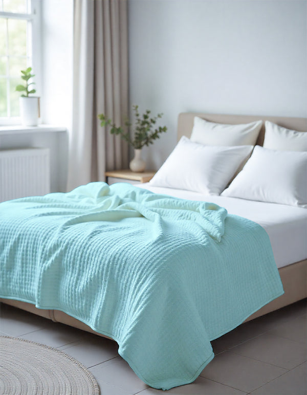 Havenweave Microfiber 1 Piece Waffle Coverlet - Pastel Mint-Bed Layers-Shreem Linen-Slumber Sphere