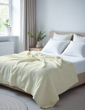 Havenweave Microfiber 1 Piece Waffle Coverlet - Ivory-Bed Layers-Shreem Linen-Slumber Sphere