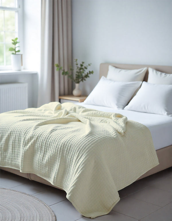Havenweave Microfiber 1 Piece Waffle Coverlet - Ivory-Bed Layers-Shreem Linen-Slumber Sphere