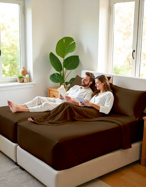 EliteFlex - 7 Piece Cotton Split Sheet Set for Adjustable Beds - Chocolate