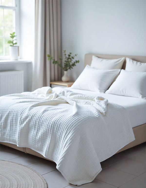 Havenweave Microfiber 1 Piece Waffle Coverlet - White-Bed Layers-Shreem Linen-Slumber Sphere