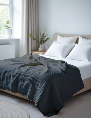 Havenweave Microfiber 1 Piece Waffle Coverlet - Dark Gray-Bed Layers-Shreem Linen-Slumber Sphere