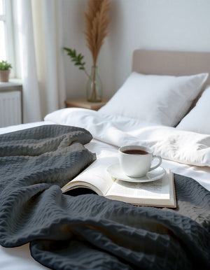 Havenweave Tencel 1 Piece Waffle Coverlet - Dark Gray-Bed Layers-Cottington Lane-Slumber Sphere