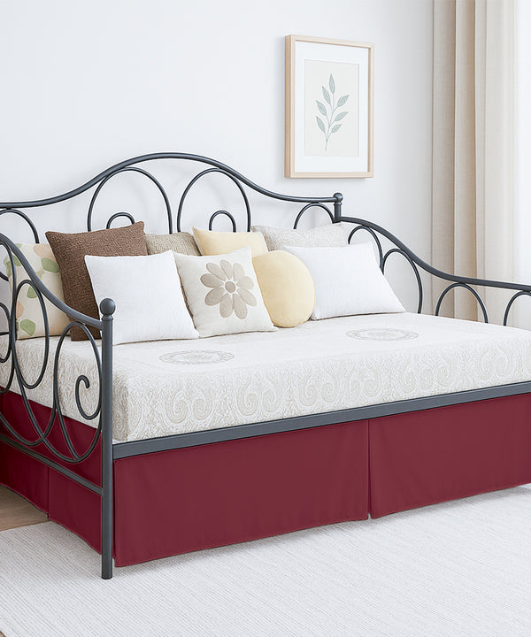 Luxe Pleated Microfiber 1 Piece Daybed Skirt- Burgundy-Bed Skirts-Shreem Linen-Slumber Sphere