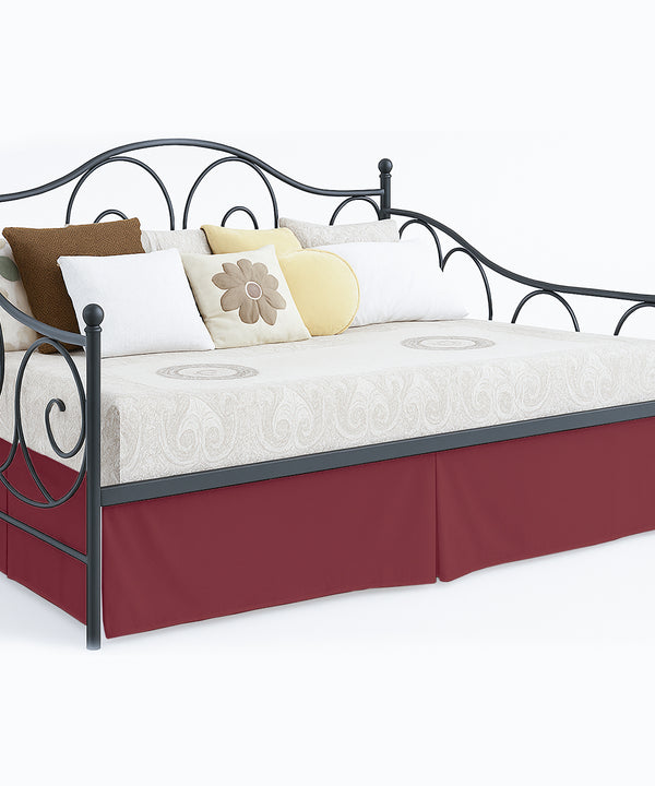 Luxe Pleated Microfiber 1 Piece Daybed Skirt- Burgundy-Bed Skirts-Shreem Linen-Slumber Sphere