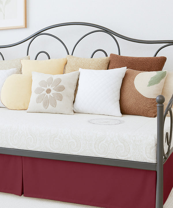 Luxe Pleated Microfiber 1 Piece Daybed Skirt- Burgundy-Bed Skirts-Shreem Linen-Slumber Sphere