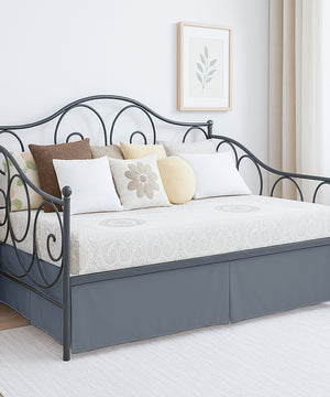 Luxe Pleated Microfiber 1 Piece Daybed Skirt- Dark Gray-Bed Skirts-Shreem Linen-Slumber Sphere