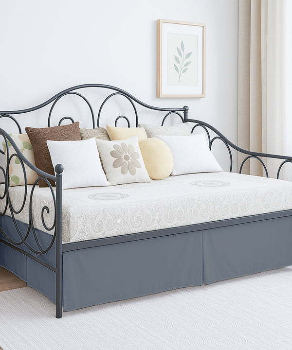 Luxe Pleated Microfiber 1 Piece Daybed Skirt- Dark Gray-Bed Skirts-Shreem Linen-Slumber Sphere