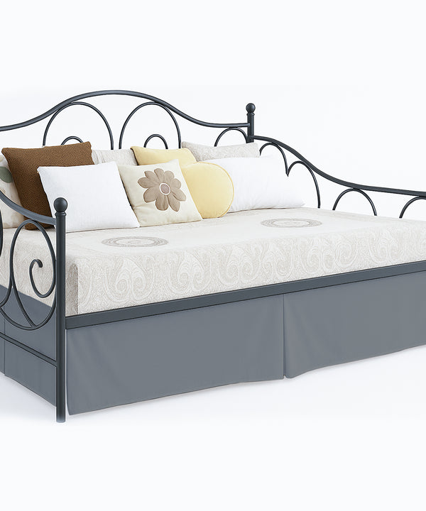 Luxe Pleated Microfiber 1 Piece Daybed Skirt- Dark Gray-Bed Skirts-Shreem Linen-Slumber Sphere