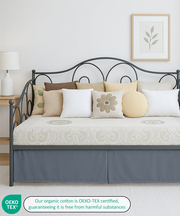 Luxe Pleated Microfiber 1 Piece Daybed Skirt- Dark Gray-Bed Skirts-Shreem Linen-Slumber Sphere