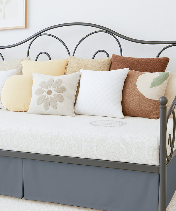 Luxe Pleated Microfiber 1 Piece Daybed Skirt- Dark Gray-Bed Skirts-Shreem Linen-Slumber Sphere