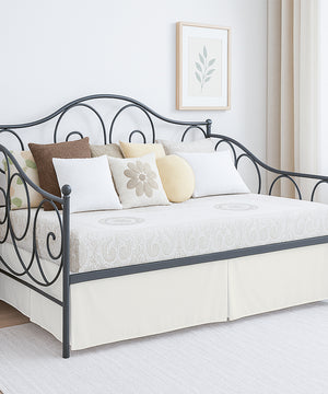 Luxe Pleated Microfiber 1 Piece Daybed Skirt- Ivory-Bed Skirts-Shreem Linen-Slumber Sphere