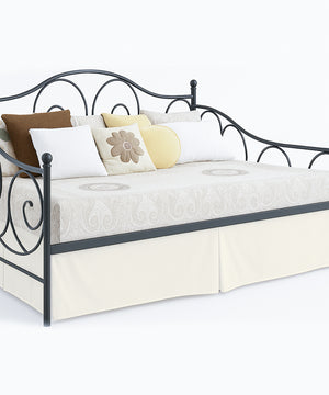 Luxe Pleated Microfiber 1 Piece Daybed Skirt- Ivory-Bed Skirts-Shreem Linen-Slumber Sphere