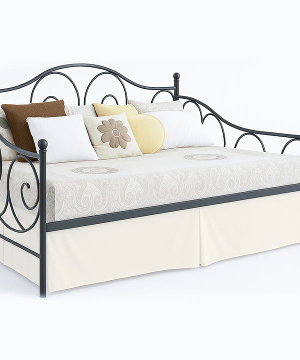 Luxe Pleated Microfiber 1 Piece Daybed Skirt- Ivory-Bed Skirts-Shreem Linen-Slumber Sphere