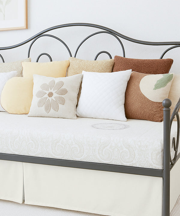 Luxe Pleated Microfiber 1 Piece Daybed Skirt- Ivory-Bed Skirts-Shreem Linen-Slumber Sphere