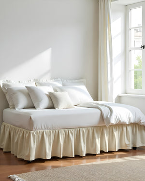 Cream Cloud Ruffle Daybed Skirt – Pure Ivory Grace-Bed Skirts-Shreem Linen-Slumber Sphere