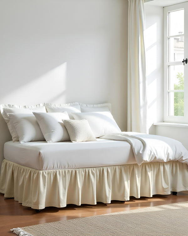 Cream Cloud Ruffle Daybed Skirt – Pure Ivory Grace-Bed Skirts-Shreem Linen-Slumber Sphere
