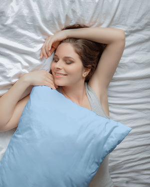 CloudCotton - Set of 2 Piece Pillow Cover with Soft Shine & Smooth Comfort in Light Blue-Pillowcases-Cottingon-Slumber Sphere
