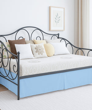 Luxe Pleated Microfiber 1 Piece Daybed Skirt- Light Blue-Bed Skirts-Shreem Linen-Slumber Sphere