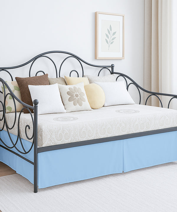 Luxe Pleated Microfiber 1 Piece Daybed Skirt- Light Blue-Bed Skirts-Shreem Linen-Slumber Sphere