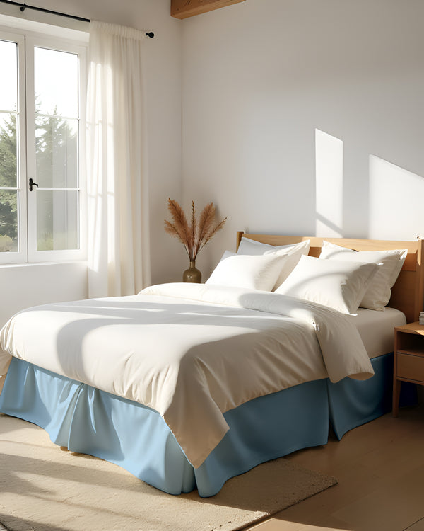 Neatflair Pleated Bed Skirt- 1 Piece, Light Blue-Bed Skirts-Shreem Linen-Slumber Sphere