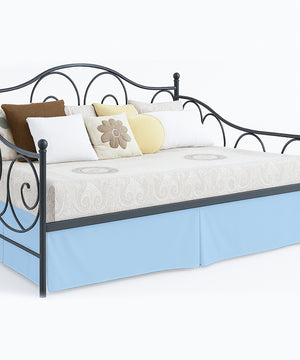 Luxe Pleated Microfiber 1 Piece Daybed Skirt- Light Blue-Bed Skirts-Shreem Linen-Slumber Sphere