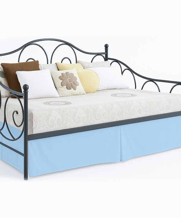 Luxe Pleated Microfiber 1 Piece Daybed Skirt- Light Blue-Bed Skirts-Shreem Linen-Slumber Sphere