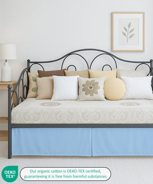 Luxe Pleated Microfiber 1 Piece Daybed Skirt- Light Blue-Bed Skirts-Shreem Linen-Slumber Sphere