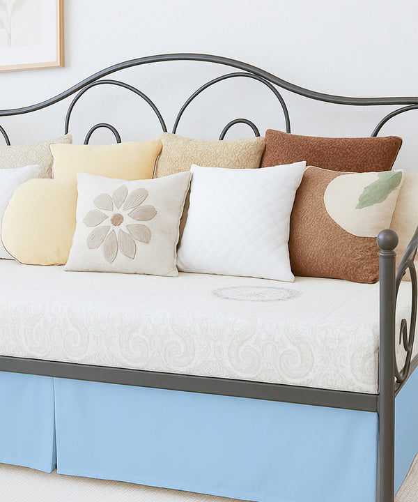 Luxe Pleated Microfiber 1 Piece Daybed Skirt- Light Blue-Bed Skirts-Shreem Linen-Slumber Sphere