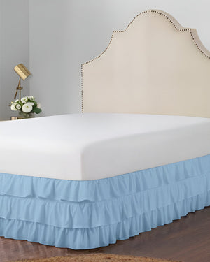 GraceLoom Tiered Ruffle Bed Skirt, Light Blue-Bed Skirts-Shreem Linen-Slumber Sphere