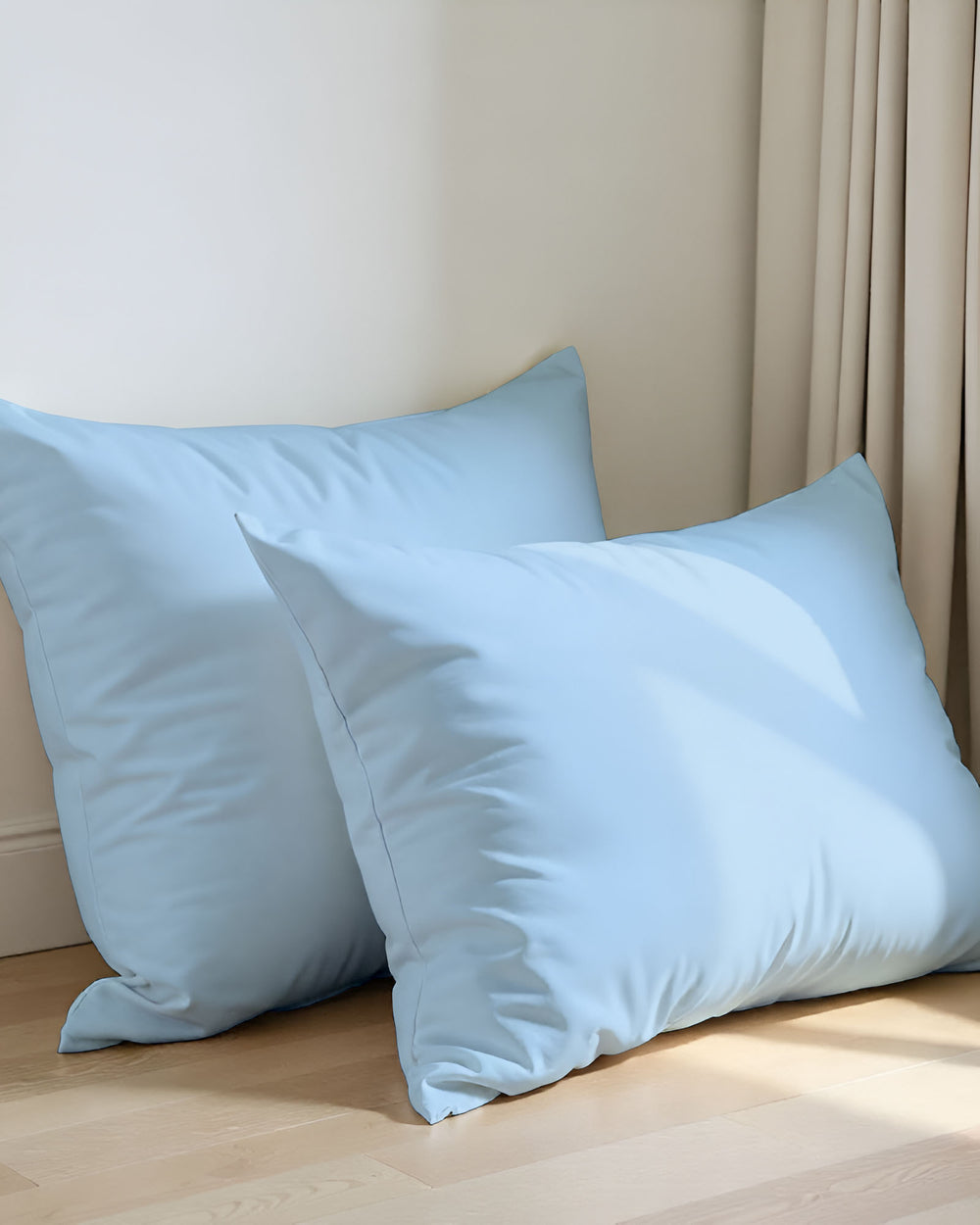CloudCotton - Set of 2 Piece Pillow Cover with Soft Shine & Smooth Comfort in Light Blue-Pillowcases-Cottingon-Slumber Sphere