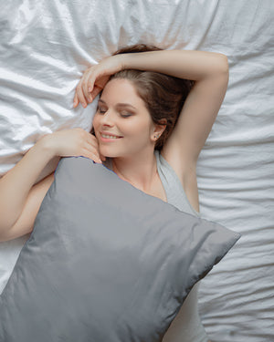 CloudCotton - Set of 2 Piece Pillow Cover with Subtle Shine & Gentle Texture in Light Grey-Pillowcases-Cottingon-Slumber Sphere
