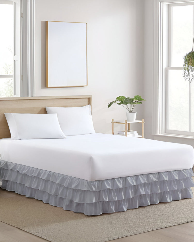 GraceLoom Tiered Ruffle Bed Skirt, Light Gray-Bed Skirts-Shreem Linen-Slumber Sphere