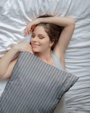 Silver Drift Light Grey Striped 2 Piece Pillow Covers-Pillowcases-Cottingon-Slumber Sphere