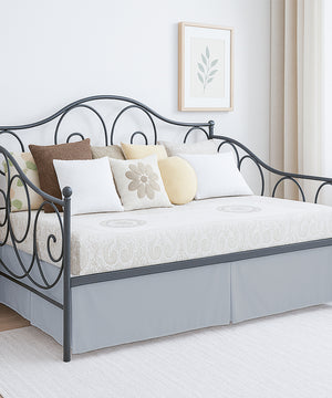 Luxe Pleated Microfiber 1 Piece Daybed Skirt- Light Gray-Bed Skirts-Shreem Linen-Slumber Sphere