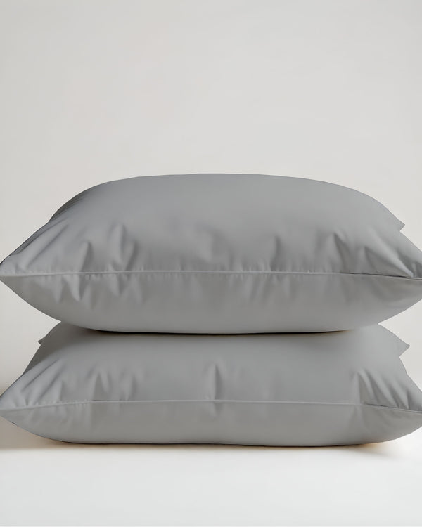 CloudCotton - Set of 2 Piece Pillow Cover with Subtle Shine & Gentle Texture in Light Grey-Pillowcases-Cottingon-Slumber Sphere