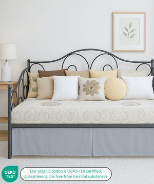 Luxe Pleated Microfiber 1 Piece Daybed Skirt- Light Gray-Bed Skirts-Shreem Linen-Slumber Sphere