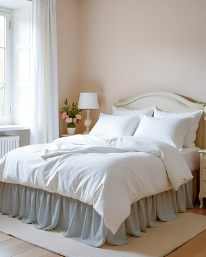 Coastal Soothe- Ultra-Soft Microfiber Ruffled Bed Skirt- Light Gray-Bed Skirts-Shreem Linen-Slumber Sphere