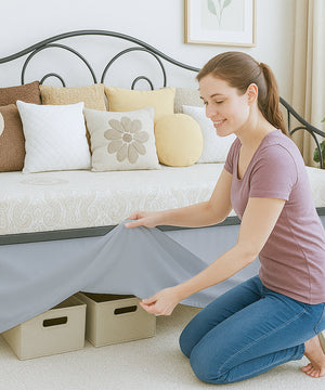 Luxe Pleated Microfiber 1 Piece Daybed Skirt- Light Gray-Bed Skirts-Shreem Linen-Slumber Sphere