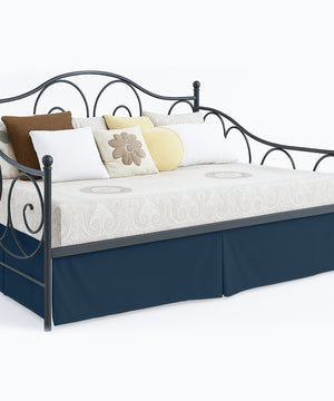 Luxe Pleated Microfiber 1 Piece Daybed Skirt- Navy Blue-Bed Skirts-Shreem Linen-Slumber Sphere