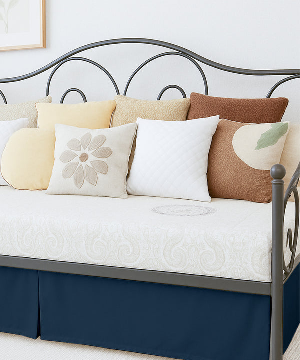 Luxe Pleated Microfiber 1 Piece Daybed Skirt- Navy Blue-Bed Skirts-Shreem Linen-Slumber Sphere