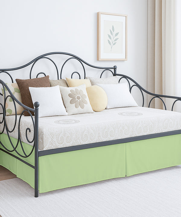 Luxe Pleated Microfiber 1 Piece Daybed Skirt- Sage-Bed Skirts-Shreem Linen-Slumber Sphere